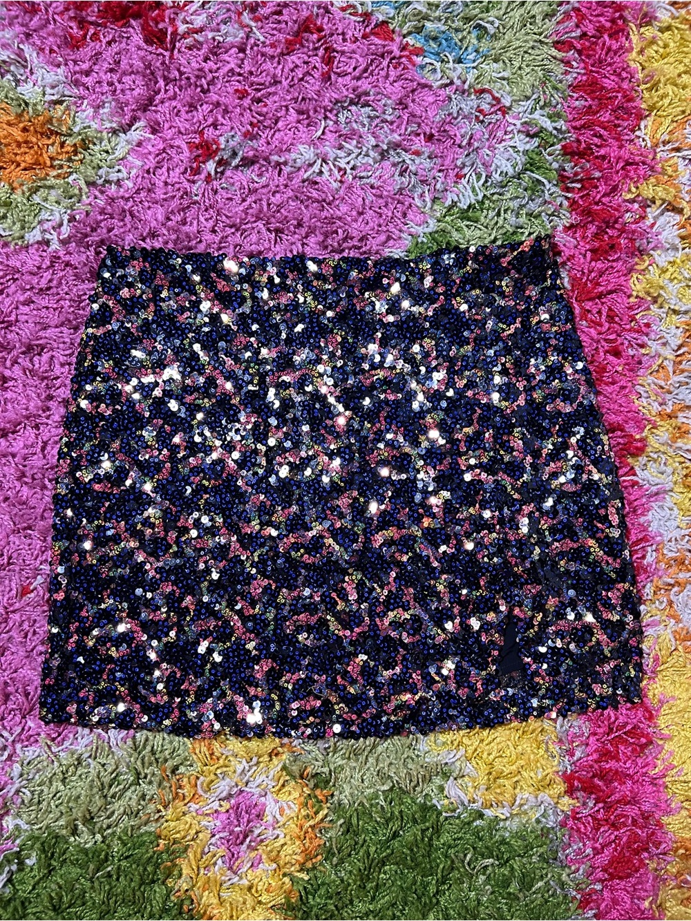 Urban Outfitters Black Sequin Mini Skirt with Multicolor Sparkle